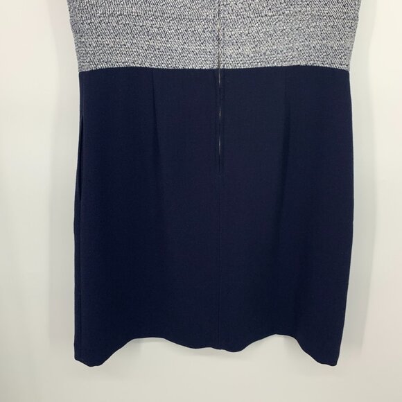 Ann Taylor Dress Blue Tweed A Line Flare Sleeveless Pockets - Picture 13 of 13